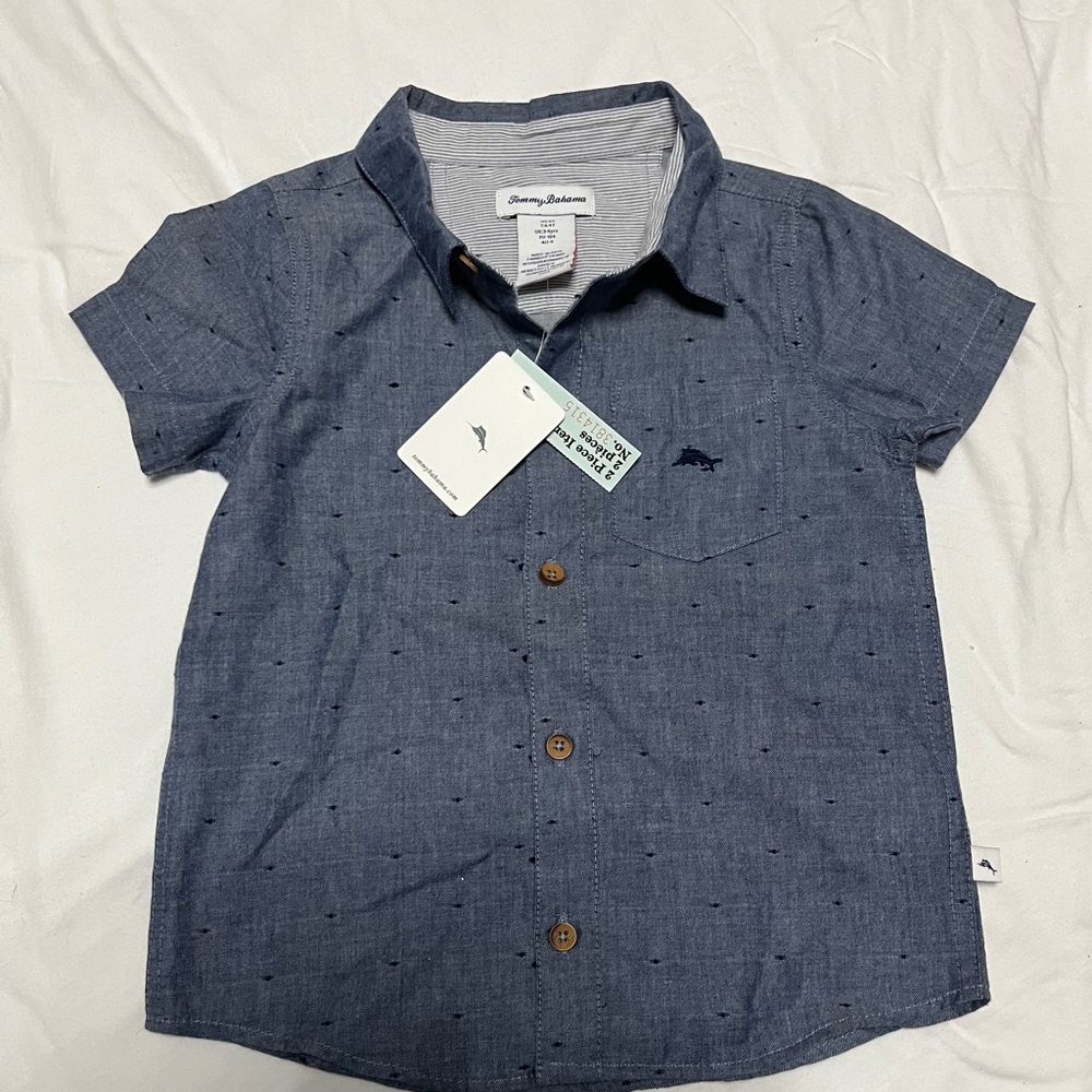 Tommy Bahama Blue Kids Button Down Shirt - Picture 3 of 7